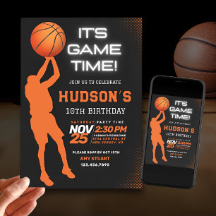 Invitación Fiesta de Cumpleaños de Baloncesto Moderno para Ni