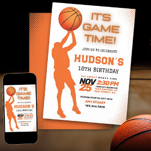 Invitación Fiesta de Cumpleaños de Baloncesto Moderno para Ni