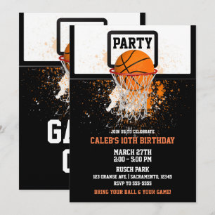 Invitación Fiesta de cumpleaños de baloncesto y aro
