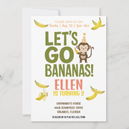 Invitación fiesta de cumpleaños de banana EDITABLE bananas in