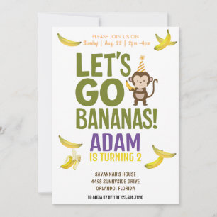 Invitación fiesta de cumpleaños de banana EDITABLE bananas in