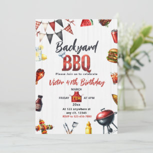 Invitación Fiesta de cumpleaños de barbacoa en el patio trase