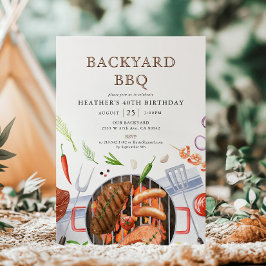 Invitación Fiesta de cumpleaños de barbacoa en el patio trase