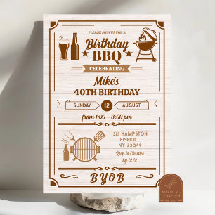 Invitación Fiesta de cumpleaños de barbacoa y cerveza en el p