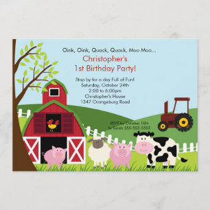 Invitación Fiesta de cumpleaños de Barnyard Animal