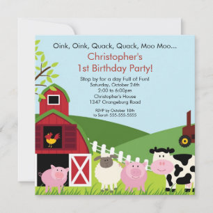 Invitación Fiesta de cumpleaños de Barnyard Animal