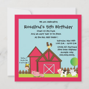 Invitación Fiesta de cumpleaños de Barnyard / Animales de gra