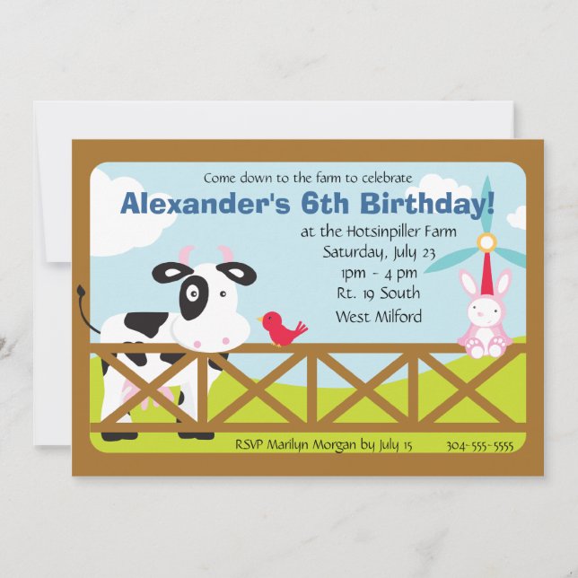 Invitación Fiesta de cumpleaños de Barnyard Personalizable (Anverso)