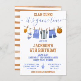 Invitación Fiesta de cumpleaños de Basketball Clothesline