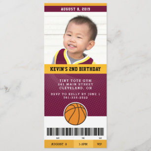Invitación Fiesta de cumpleaños de básquetbol (Maroon & Gold)