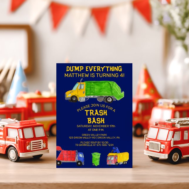 Invitación Fiesta de Cumpleaños de Basura para Niños Camiones (Subido por el creador)