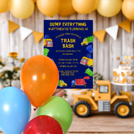 Invitación Fiesta de Cumpleaños de Basura para Niños Camiones