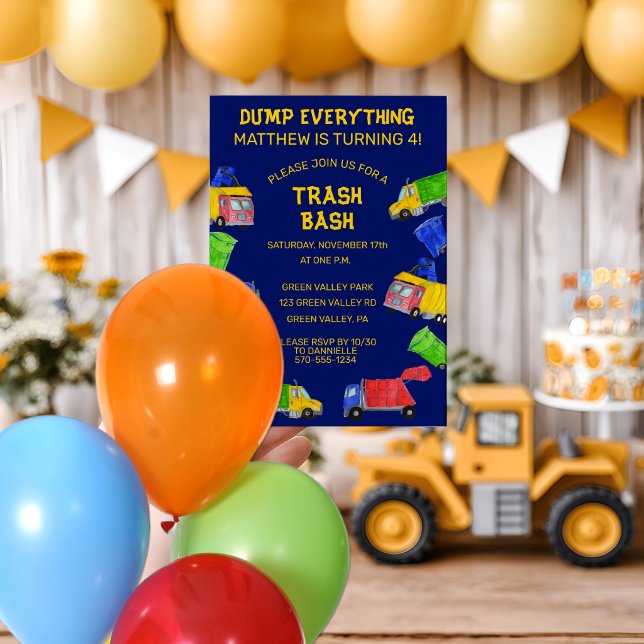 Invitación Fiesta de Cumpleaños de Basura para Niños Camiones (Subido por el creador)