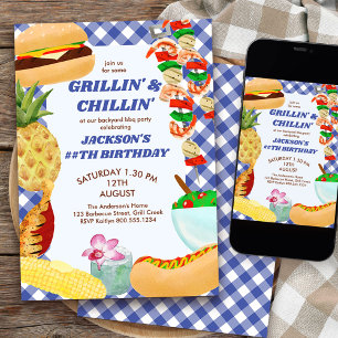 Invitación Fiesta de cumpleaños de BBQ a la parrilla y relaja