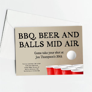 Invitación Fiesta de Cumpleaños de BBQ de Beer Pong Divertida