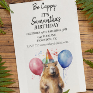 Invitación Fiesta de cumpleaños de Be Cappy Capybara