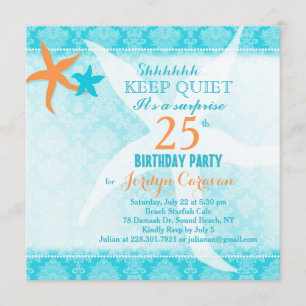 Invitación Fiesta de cumpleaños de Beach Starfish Surprise