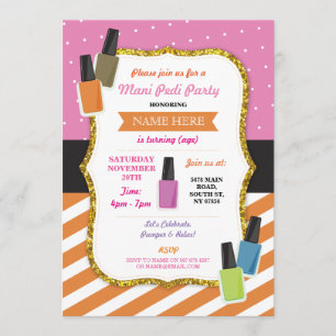 Invitación Fiesta de cumpleaños de Beauty Spa Pamper Mani Ped