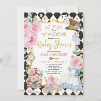 Invitación Fiesta de Cumpleaños de Bebé Alice Té Loco Niña Ro