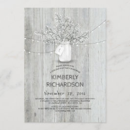 Invitación Fiesta de cumpleaños de Bebé Mason Jar Rustic Barn