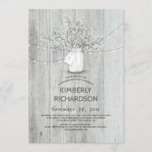 Invitación Fiesta de cumpleaños de Bebé Mason Jar Rustic Barn