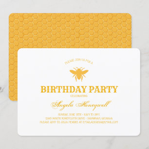 Invitación Fiesta de cumpleaños de Bee and Honeycomb 2