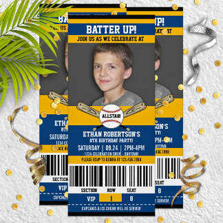 Invitación Fiesta de cumpleaños de béisbol con estilo de bole
