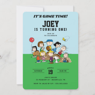 Invitación Fiesta de Cumpleaños de Béisbol de Peanuts