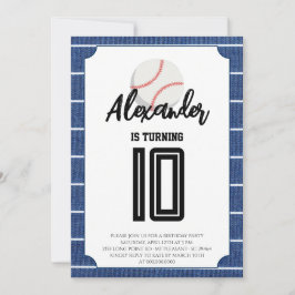 Invitación Fiesta de Cumpleaños de Béisbol de Rayas Azules