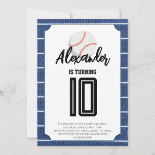Invitación Fiesta de Cumpleaños de Béisbol de Rayas Azules