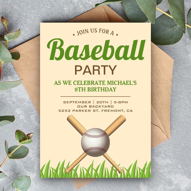 Invitación Fiesta de Cumpleaños de Béisbol para Niños (Subido por el creador)