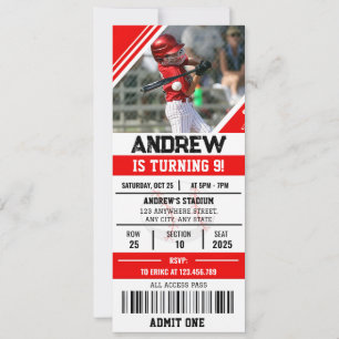 Invitación Fiesta de cumpleaños de béisbol personalizado con