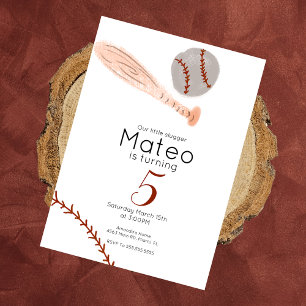 Invitación Fiesta de Cumpleaños de Béisbol Vintage Minimalist