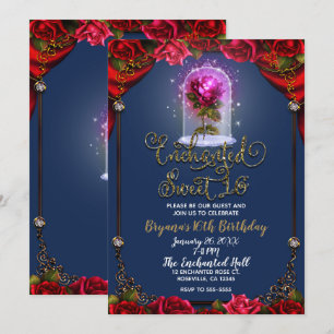 Invitación Fiesta de Cumpleaños de Belleza Rosa Roja Encantad
