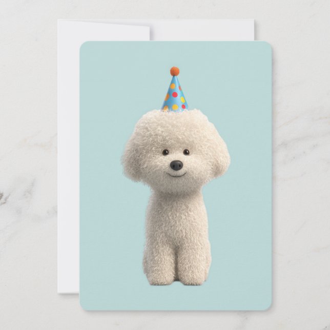 Invitación Fiesta de cumpleaños de Bichon Frise (Anverso)