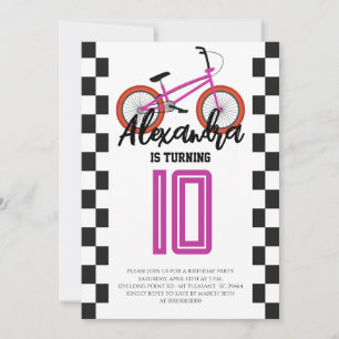 Invitación Fiesta de cumpleaños de bicicleta BMX para niñas r
