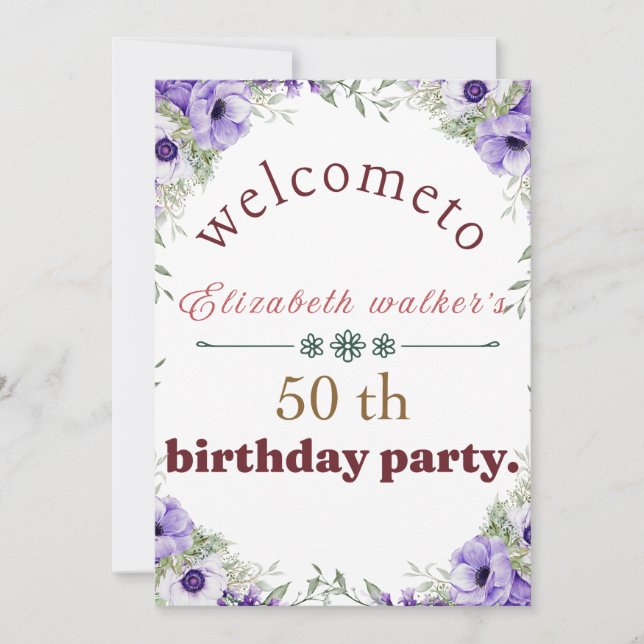 Invitación Fiesta de cumpleaños de bienvenida (Anverso)