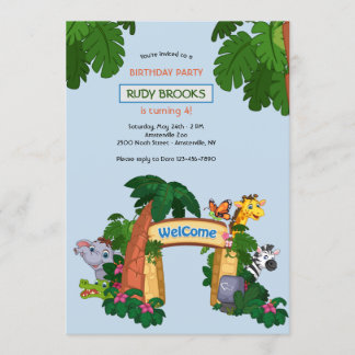 Invitación Fiesta de cumpleaños de bienvenida a zoológico