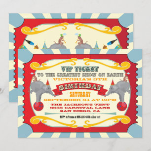 Invitación Fiesta de cumpleaños de billetes VIP Circus