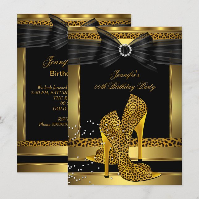 Invitación Fiesta de cumpleaños de Black Heel Shoel High Heel (Anverso / Reverso)