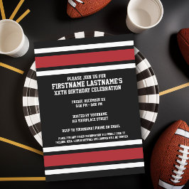 Invitación fiesta de cumpleaños de Black Red Sports Jersey