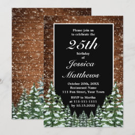 Invitación Fiesta de cumpleaños de Black Snowy Wood y Forest