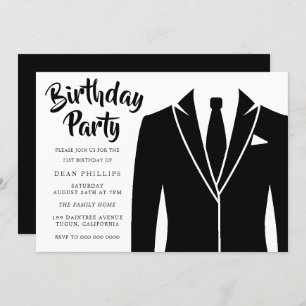 Invitación Fiesta de cumpleaños de Black Suit & Tie All Years