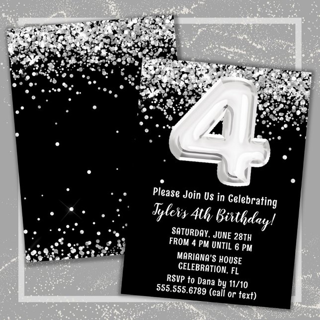 Invitación Fiesta de cumpleaños de blanco y negro (Subido por el creador)