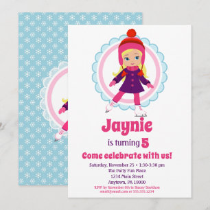 Invitación Fiesta de cumpleaños de Blonde Ice Skater