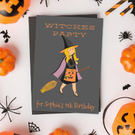 Invitación Fiesta de cumpleaños de Blonde Witch Halloween