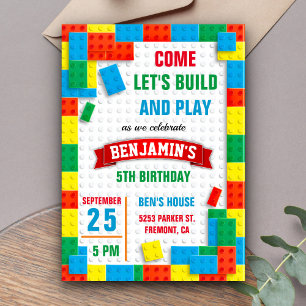 Invitación Fiesta de Cumpleaños de Bloques de Construcción Co