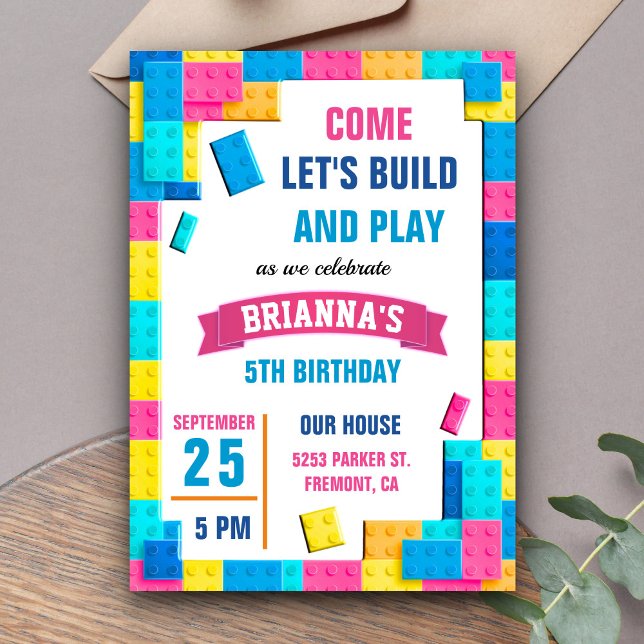 Invitación Fiesta de Cumpleaños de Bloques de Construcción Co (Subido por el creador)