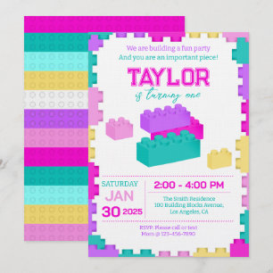 Invitación Fiesta de Cumpleaños de Bloques de Construcción de