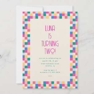 Invitación Fiesta de cumpleaños de bloques multicolores lúdic